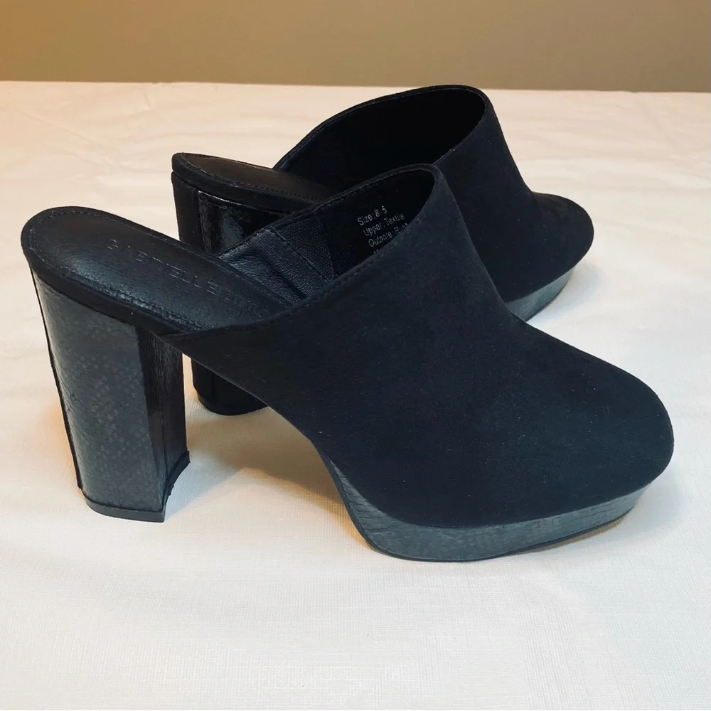 GABRIELLE UNION Chic Black Platform Mules - Picture 3 of 11